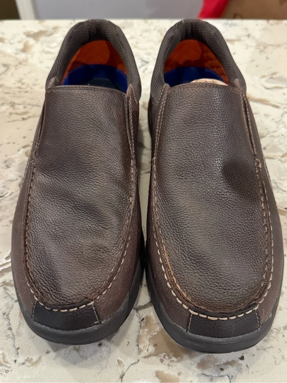 Dr. Scholl’s Blurred Men’s Brown Leather Slip On Loafers Comfort Shoes Size 11